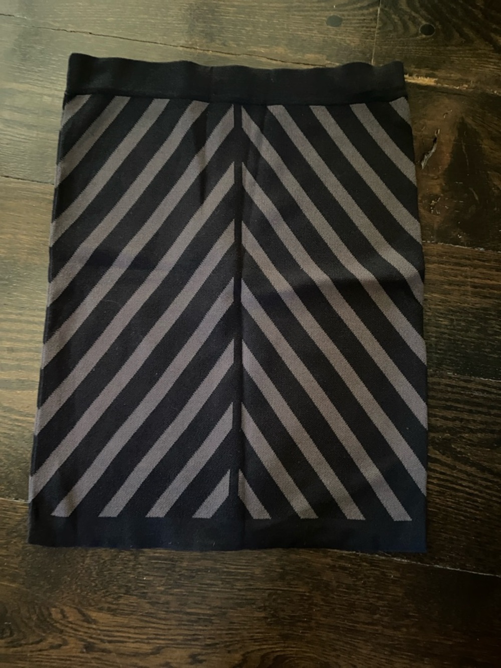 Philosophy Diagonal Stripe Pencil Skirt in Black and Gray